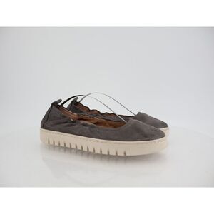 Vionic Uptown Ballet Flat Women 8.5 Grey Metallic Leather Slip On Platform Shoes